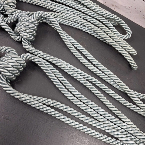 Vintage 4 Large Aqua Blue Twisted Rope Curtain Tie Backs Tassels 20 Inch - Picture 3 of 7